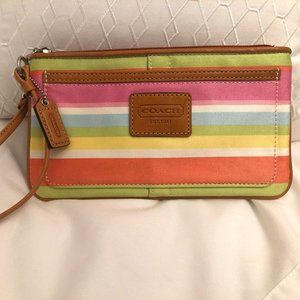 Coach Pastel Stripe Wristlet - Like New!